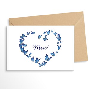 Carte double avec enveloppe Merci 3 couleurs