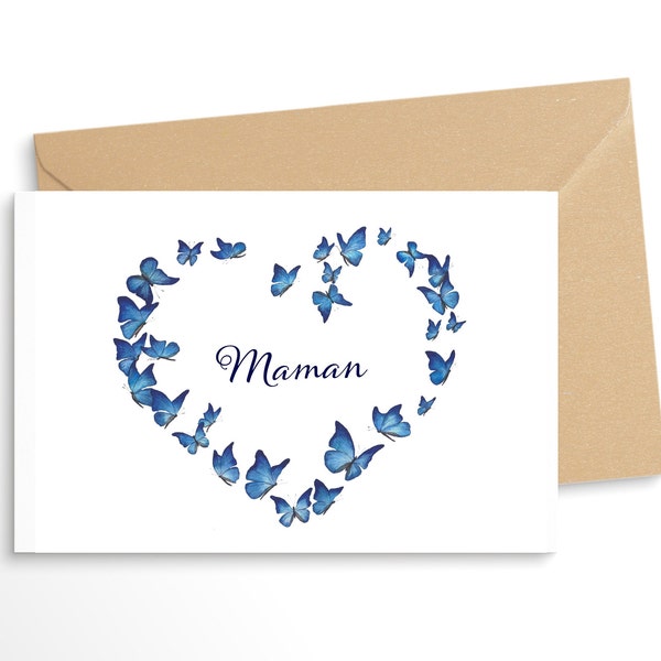 Carte double avec enveloppe Maman Bleu