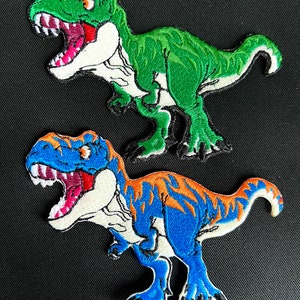 Parche termoadhesivo bordado de T-Rex / Aplique de dinosaurio
