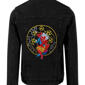 Embroidered Denim Jacket: Anime Thunder God Raijin, Japanese Art