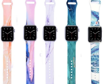 Marble Band for Apple watch Silicone Replacement iwatch strap 38mm 40mm 41mm 42mm 44mm 45mm Series 1 -7 & SE