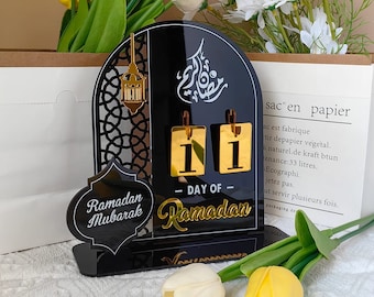 Ramadan Advent Calendar, Acrylic Countdown Calendars Decor for Home, 30 Days Til Eid, Ramadan Gift for Kids, Ramadan and Eid Decorations