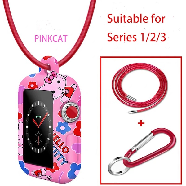 Genuine Leather Necklace Pendant Strap Replacement Silicone Protector Cases Cover for Apple Watch Series SE/7/6/5/4/3/2/1