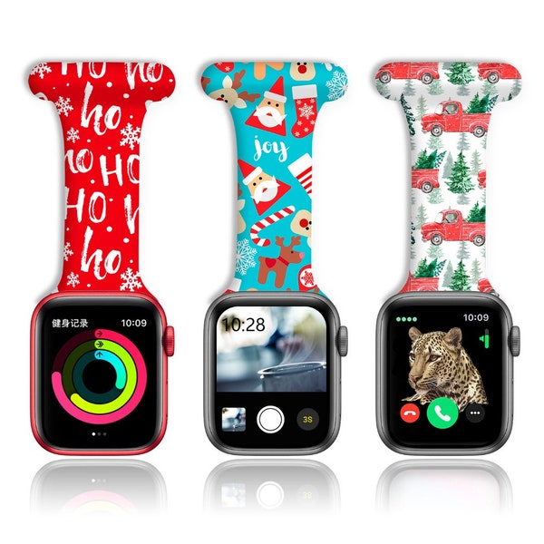 Fob à motifs de Noël pour toutes les séries de montres Apple Bracelet de remplacement d'infirmière pour iwatch tailles 38/40/41mm et 42/44/45mm