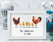 Rooster Family Print