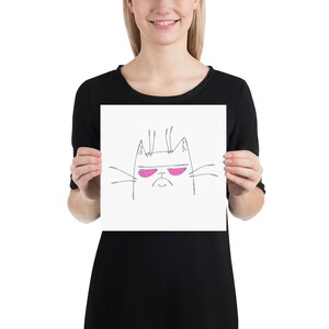 Pink Eyed Cat Poster, Wall Art, Poster, Cat Portrait Poster, Line Art Poster, Poster Cat, Minimalist Line Drawing, Ideal Home Decor