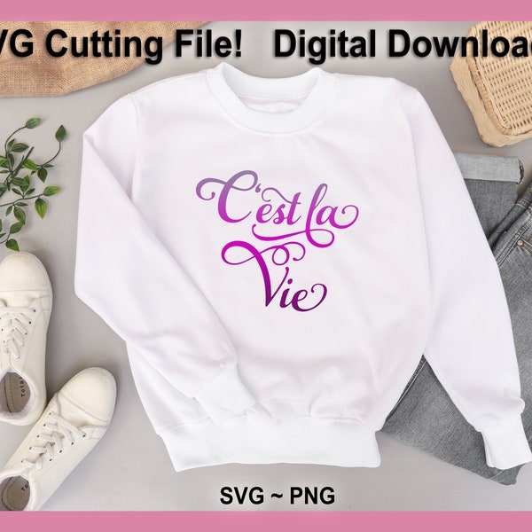 C'est La Vie SVG Cutting File PNG Digital Download Great for PJs Pajamas Shirts Tee Sleepy