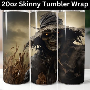 Evil Scarecrow Tumbler Wrap: 20 oz Skinny Sublimation Design (PNG)