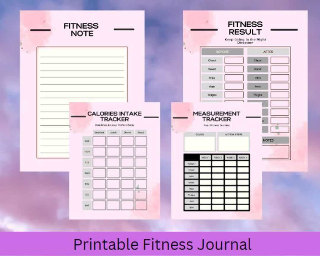 Pink Fitness Journal: A 4-page PDF Download for Tracking Progress and Staying Motivated - Etsy