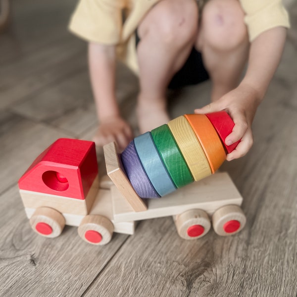 Wooden Concrete Mixer: Eco-Friendly Montessori Toy for Child Development