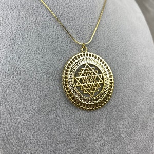 Sri Yantra Necklace Sacred Geometry Chakra Energy Necklace Meditation Jewelry For Women Gold Necklace Handmade Pendant Gift For Her DailyUse