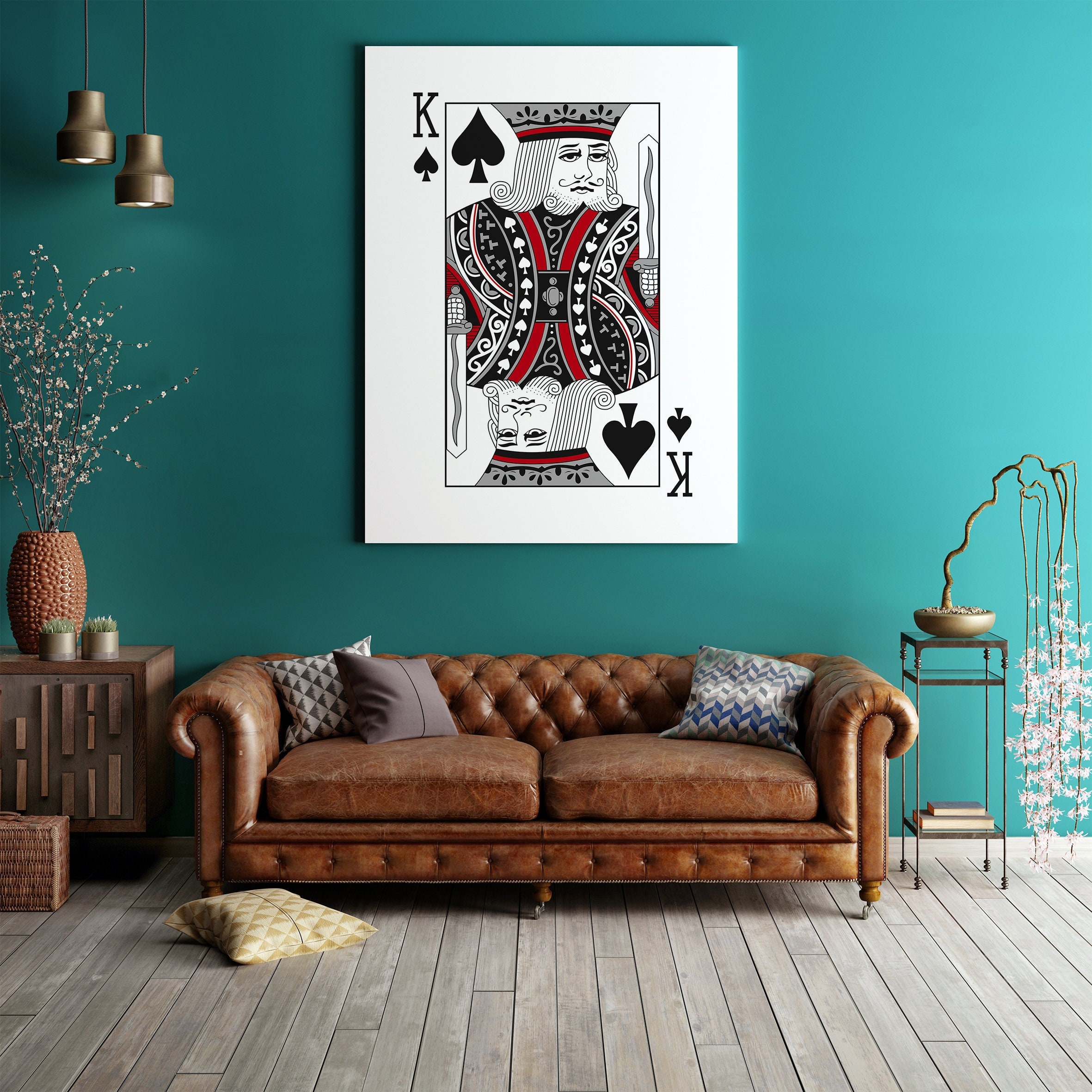 King of Spades Playing Card - Large format digital print download. 2-4-1 Full Colour AND Black and White file included