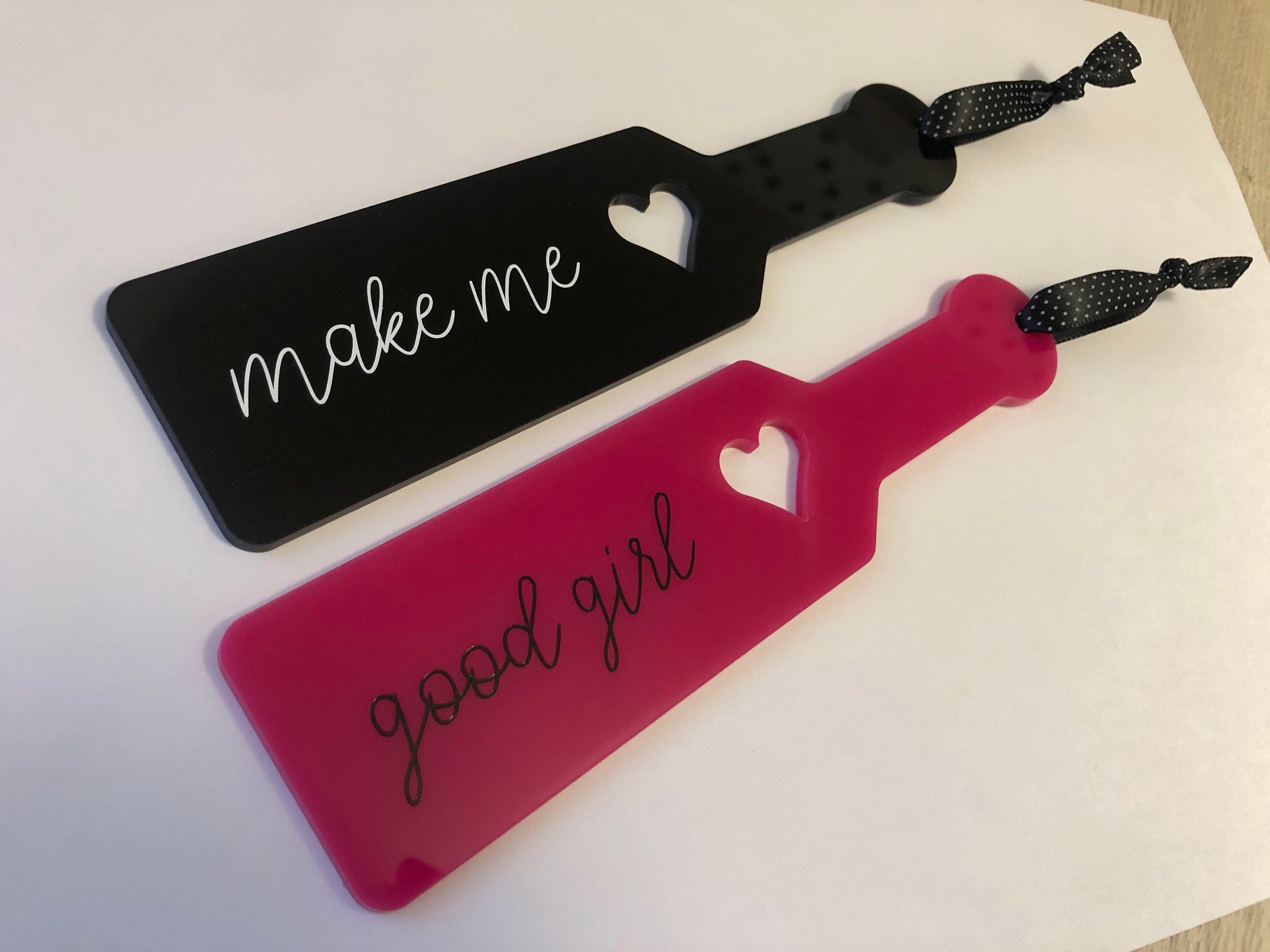 Good Girl Bad Girl Cushioned Leather Paddle, Lotus Blooms Kink Store