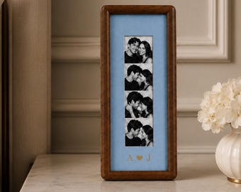 Couple Photo Strip Frame, Custom Photo Booth Picture Frame, Velvet Gold Foil Print, Anniversary Gift for Couples, Wedding Keepsake