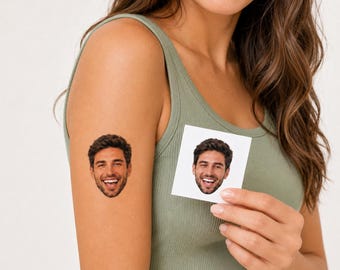 Custom Face Temporary Tattoo, Personalized Photo Sticker, Funny Birthday Party Favor, Bachelorette Party Gift, Wedding Guest Surprise