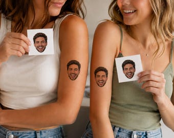 Custom Face Temporary Tattoo, Personalized Photo Sticker, Funny Birthday Party Favor, Bachelorette Party Gift, Wedding Guest Surprise
