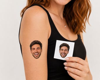 Custom Face Temporary Tattoo, Personalized Photo Sticker, Funny Birthday Party Favor, Bachelorette Party Gift, Wedding Guest Surprise