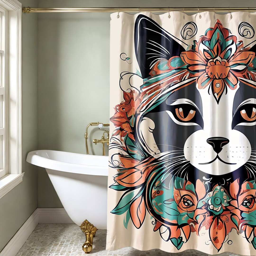 Custom Shower Curtain,cats Shower Curtain Boho,cute Shower Curtain