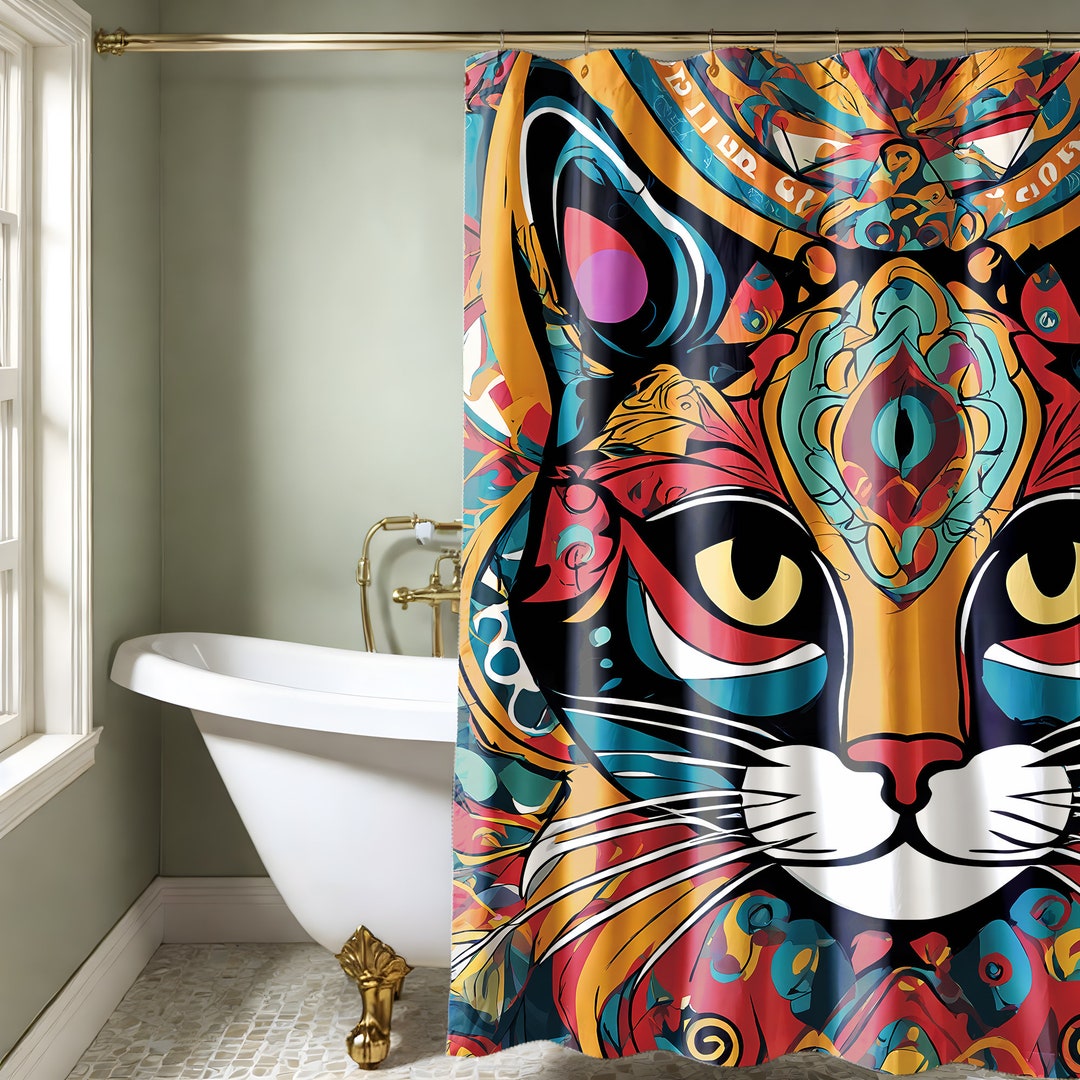 Custom Shower Curtain,cats Shower Curtain Boho,cute Shower Curtain