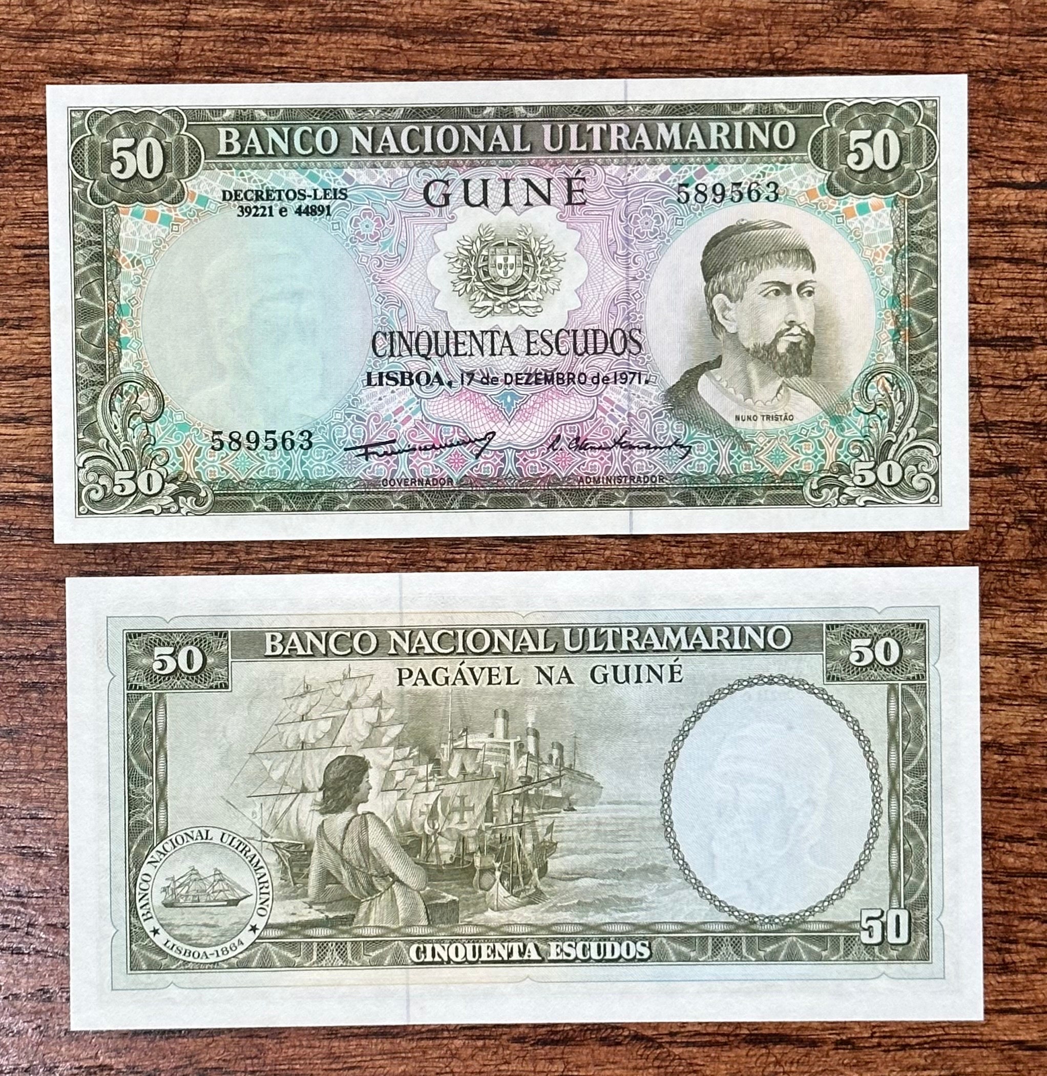 Specimen Sessenta (Sixty) Escudos Banknote of Banco Nacional Ultramarino of  Portuguese India (Goa) of 1959.