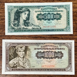 Jugoslawien 500 Dinara (500 YUF) und 1000 Dinara (1000 YUF) Set - 1963