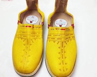 Moroccan Berber Slipper Traditional Babouche Leather Handmade For Men, babouches, Amazigh leather loafers, High Quality