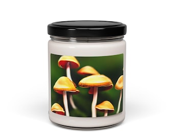 Soy Candle, Woodland Mushrooms Scented Candle, Home Fragrance, Rustic Decor, Gift for Nature Lover, Hand-Poured Candle, Natural Soy Wax