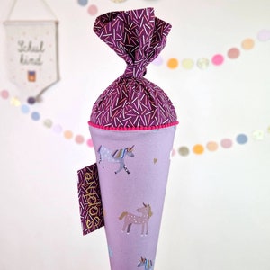 Cartable personnalisé en tissu | Cône de sucre | avec nom | licornes