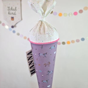 Cartable personnalisé en tissu | Cône de sucre | Licorne | avec nom | Filles Garçons