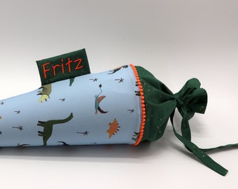 Personalized fabric school cone | Candy cone | with name | Dinosaurs