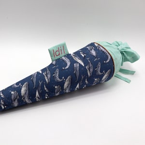 Personalized fabric school cone | Candy cone | with name | Whale