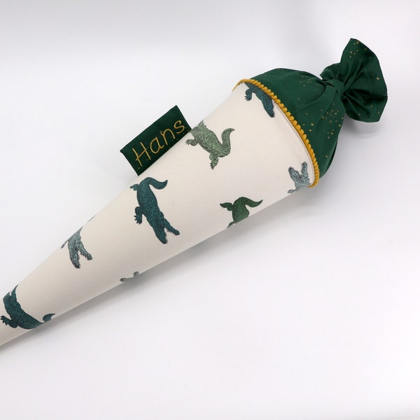 Personalized fabric school cone | Candy cone | with name | Crocodile