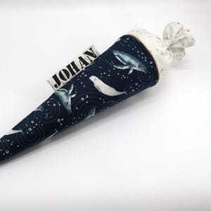 Personalized fabric school cone | Candy cone | Whale | with name | for girls and boys