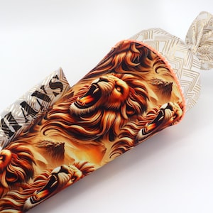 Cornet d'école en tissu personnalisé avec nom - Lion