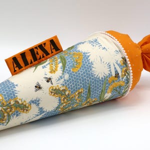 Cornet d'école en tissu personnalisé - Abeille