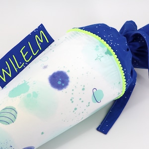Cartable personnalisé en tissu | Cône de sucre | Espace | avec nom | Filles Garçons