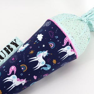 Cône d'école personnalisé "Licorne" en tissu avec nom