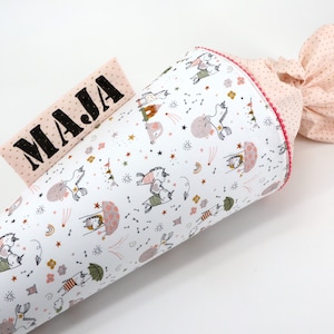 Cartable personnalisé en tissu | Licorne douce scintillante | avec nom | Filles Garçons