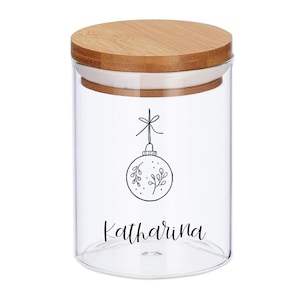 Christmas cookie jar - Christmas tree ornament - storage jar personalized with name