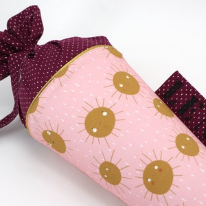 Cartable personnalisé en tissu | Cône de sucre | Soleil | avec nom | Filles Garçons