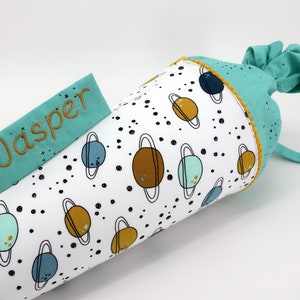 Cartable personnalisé en tissu | Planète Amour | avec nom | Filles Garçons
