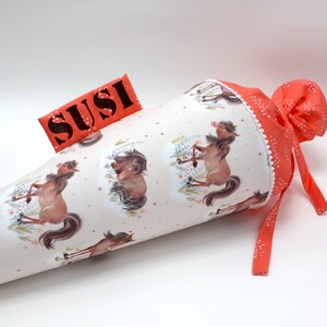 Cartable personnalisé en tissu | Cône de sucre | cheval | avec nom | Filles Garçons
