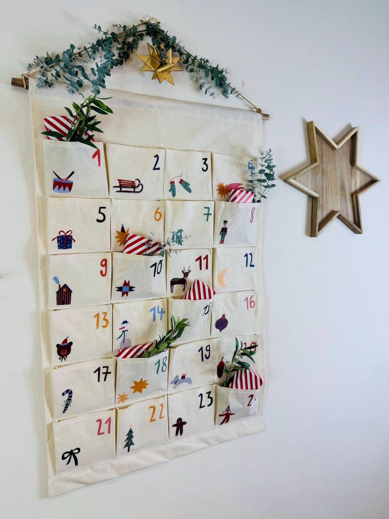 CALENDARIO DELL'AVVENTO,STILE COUNTRY Dell'Avvento di Tessuto da