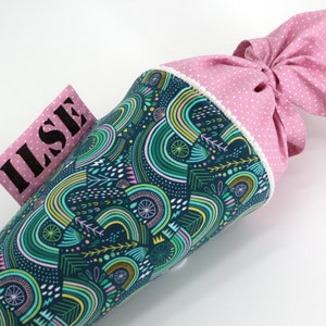 Cartable personnalisé en tissu | Cône de sucre | avec nom | Arcs-en-ciel orageux
