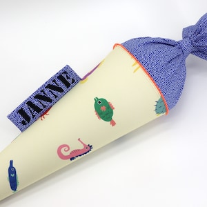 Cartable personnalisé poisson en tissu avec nom