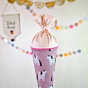 Cartable personnalisé en tissu | Cône de sucre | avec nom | Licorne volante