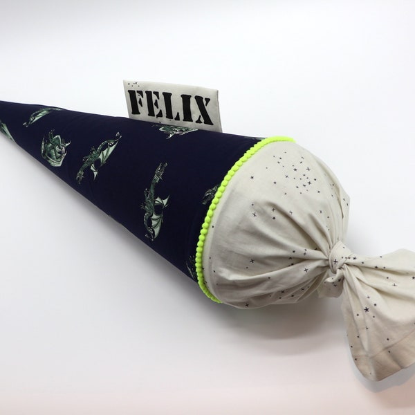 Personalized fabric school cone | Candy cone | with name | Dragon