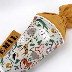 Cartable personnalisé en tissu | Cône de sucre | avec nom | safari
