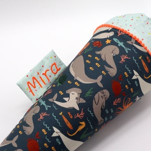 Cartable personnalisé en tissu | Cône de sucre | avec nom | baleines