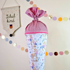 Personalisierte Schultüte aus Stoff | Zuckertüte | Unicorn | mit Namen | Mädchen Jungen